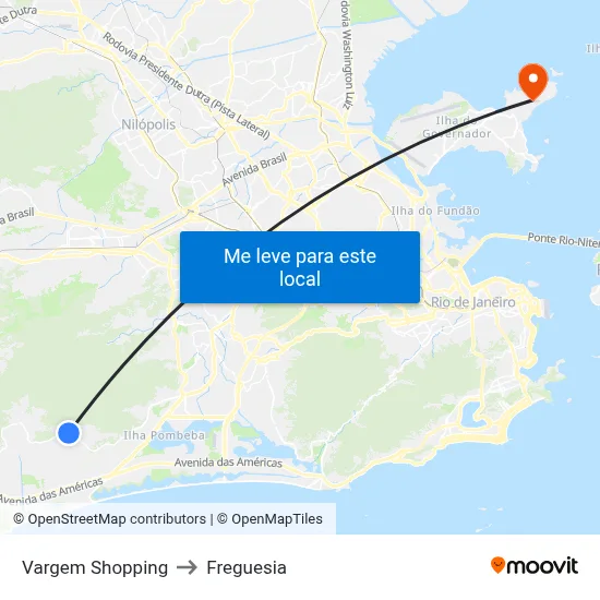 Vargem Shopping to Freguesia map