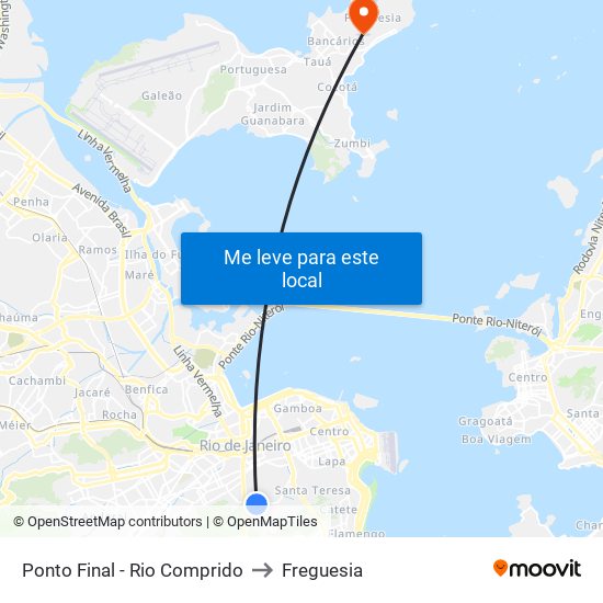 Ponto Final - Rio Comprido to Freguesia map