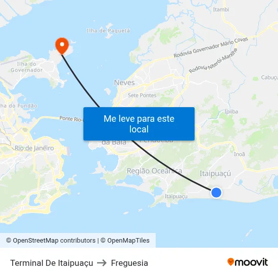 Terminal De Itaipuaçu to Freguesia map