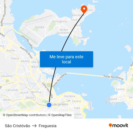São Cristóvão to Freguesia map