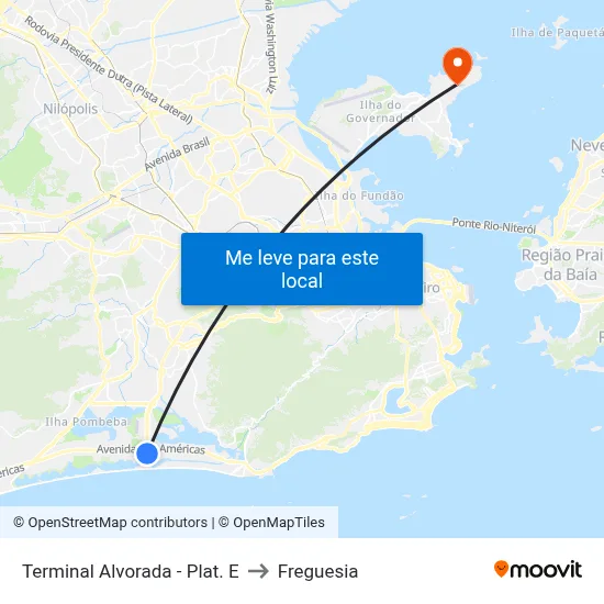 Terminal Alvorada - Plat. E to Freguesia map