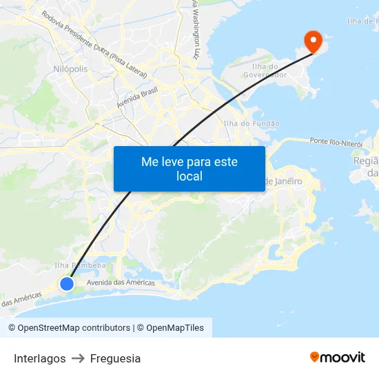 Interlagos to Freguesia map