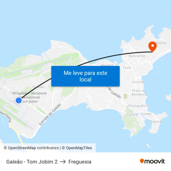 Galeão - Tom Jobim 2 to Freguesia map