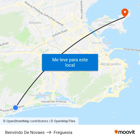 Benvindo De Novaes to Freguesia map