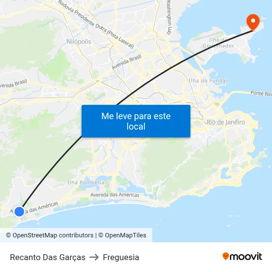 Recanto Das Garças to Freguesia map