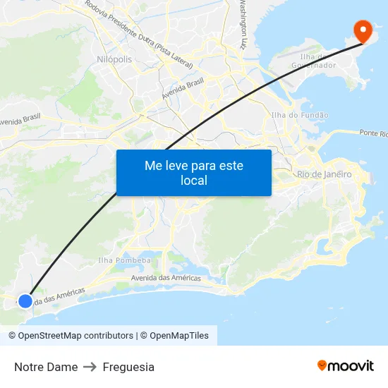Notre Dame to Freguesia map