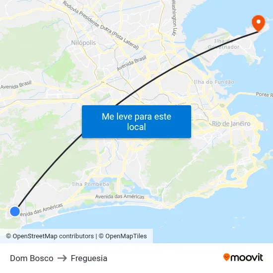 Dom Bosco to Freguesia map