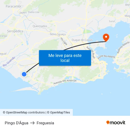 Pingo D'Água to Freguesia map