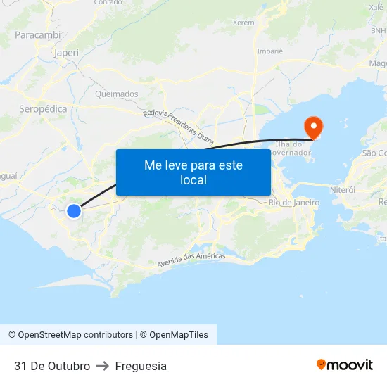 31 De Outubro to Freguesia map