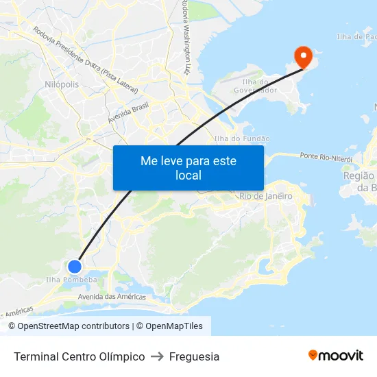 Terminal Centro Olímpico to Freguesia map