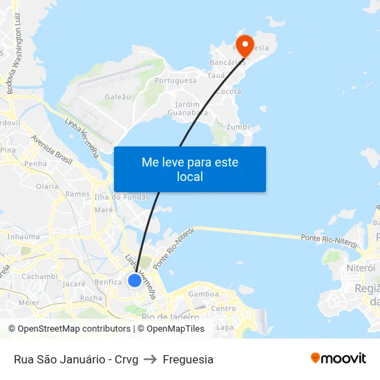 Rua São Januário - Crvg to Freguesia map