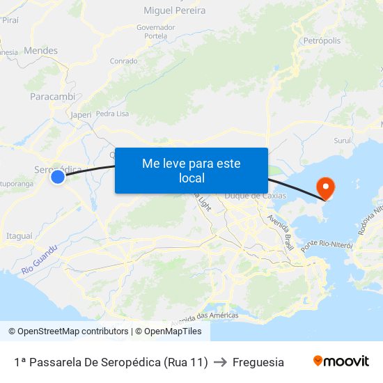 1ª Passarela De Seropédica (Rua 11) to Freguesia map