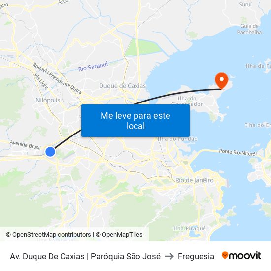 Av. Duque De Caxias | Paróquia São José to Freguesia map