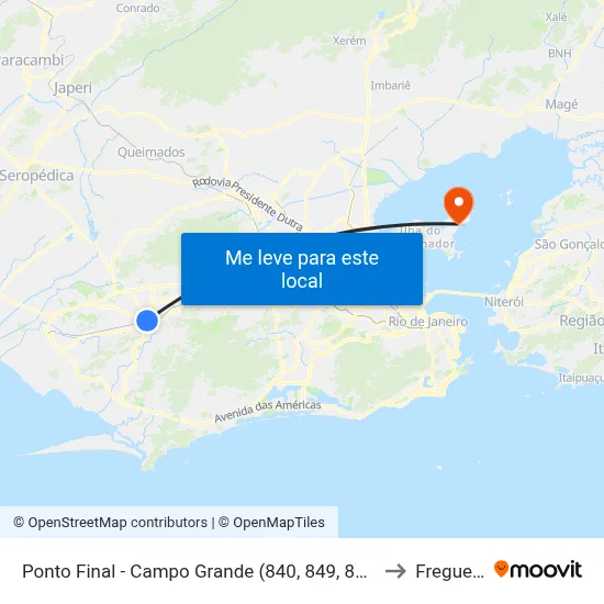 Ponto Final - Campo Grande (840, 849, 825 E 868) to Freguesia map