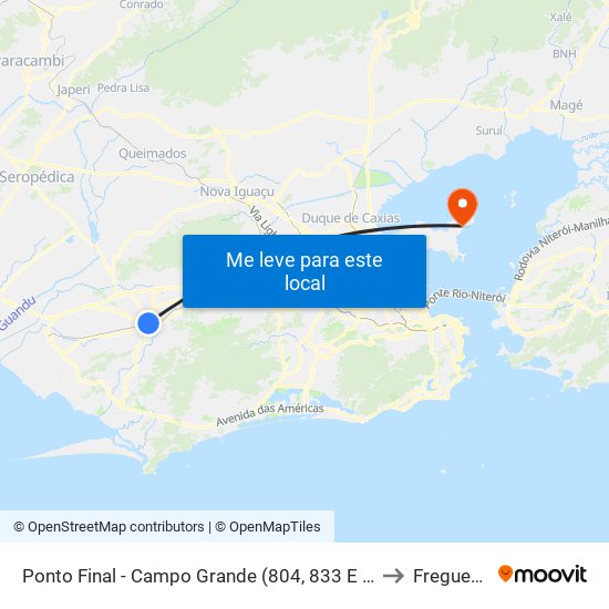 Ponto Final - Campo Grande (804, 833 E 898) to Freguesia map