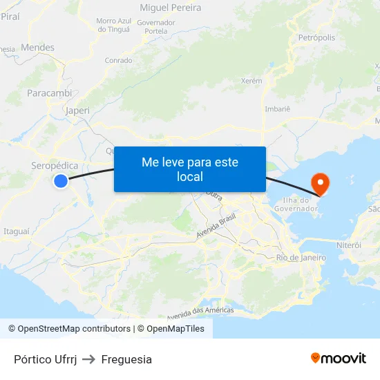 Pórtico Ufrrj to Freguesia map
