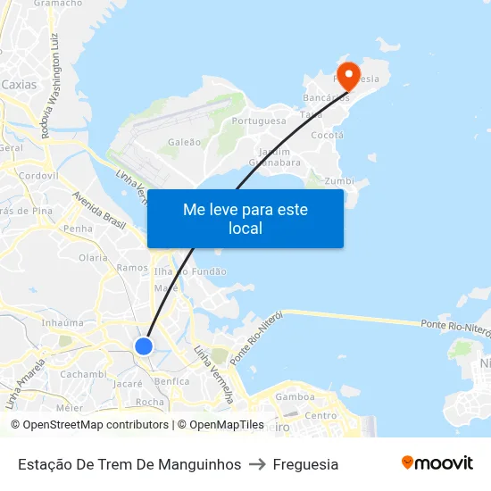 Estação De Trem De Manguinhos to Freguesia map