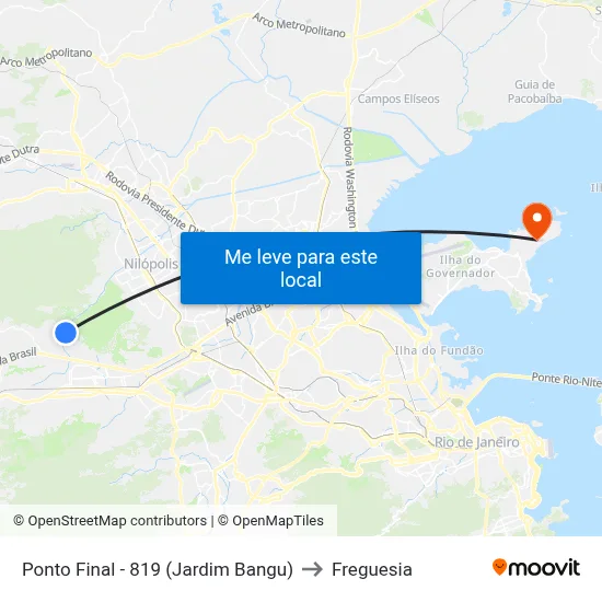 Ponto Final - 819 (Jardim Bangu) to Freguesia map