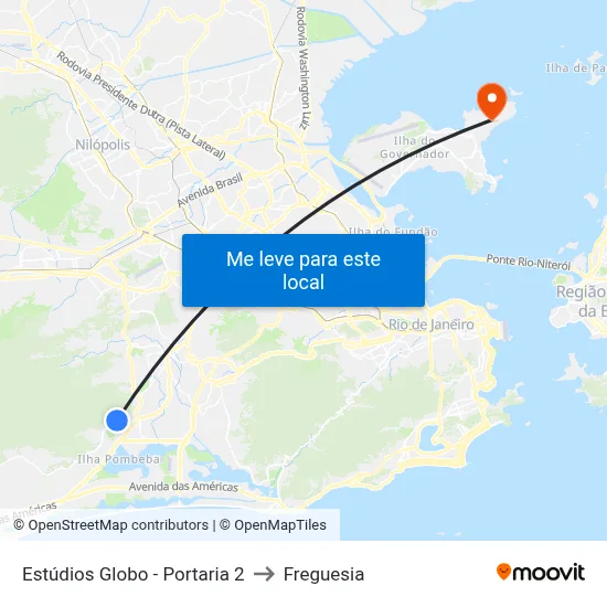 Estúdios Globo - Portaria 2 to Freguesia map