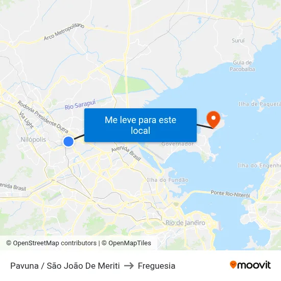 Pavuna / São João De Meriti to Freguesia map