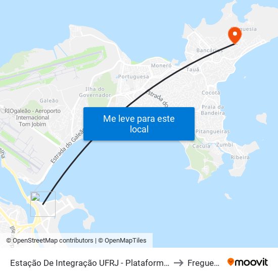 Estação De Integração UFRJ - Plataforma A to Freguesia map