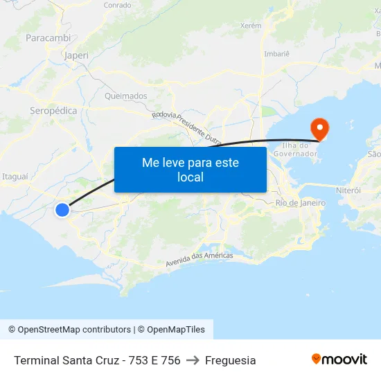 Terminal Santa Cruz - 753 E 756 to Freguesia map