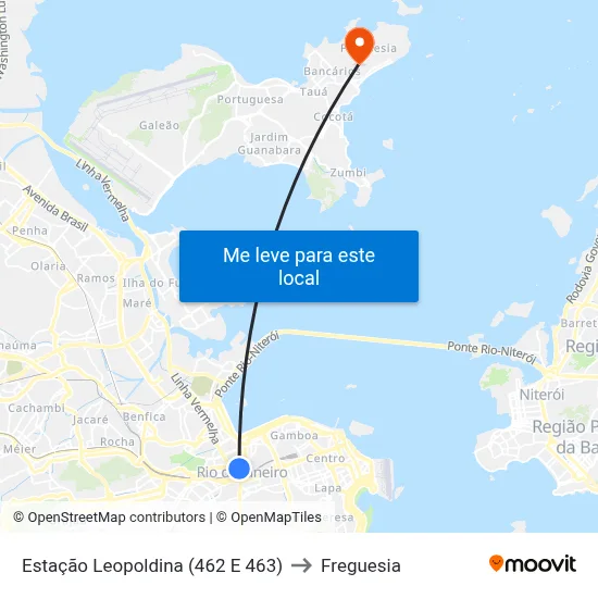 Estação Leopoldina (462 E 463) to Freguesia map