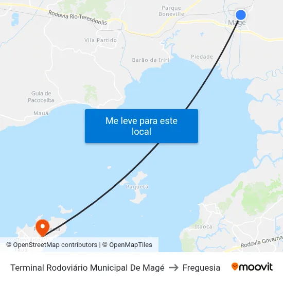 Terminal Rodoviário Municipal De Magé to Freguesia map
