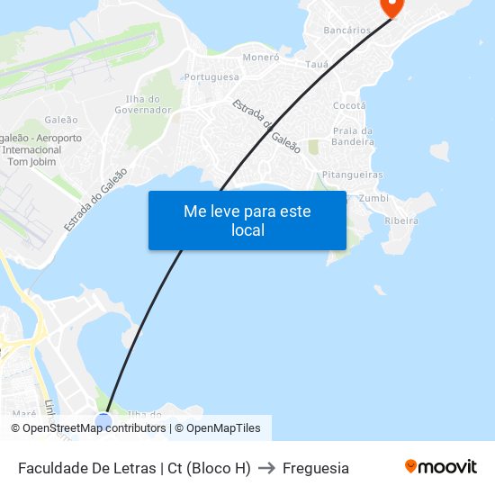 Faculdade De Letras | Ct (Bloco H) to Freguesia map