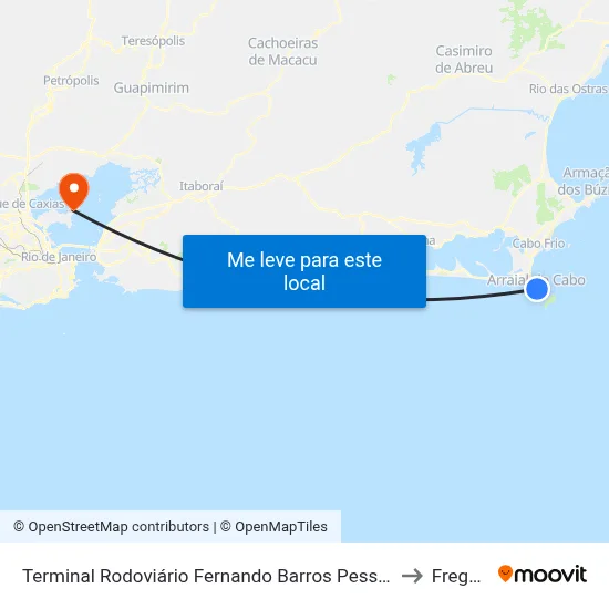 Terminal Rodoviário Fernando Barros Pessoa (Arraial Do Cabo) to Freguesia map