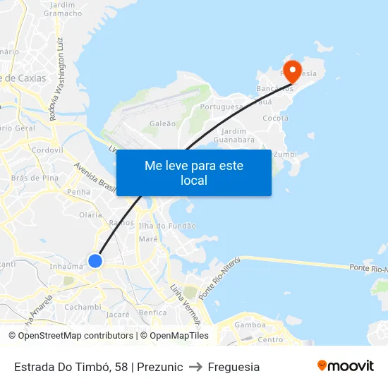 Estrada Do Timbó, 58 | Prezunic to Freguesia map
