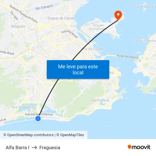 Alfa Barra I to Freguesia map