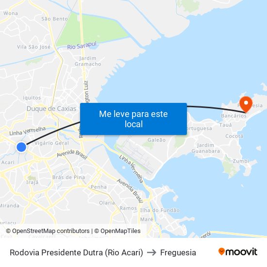 Rodovia Presidente Dutra (Rio Acari) to Freguesia map