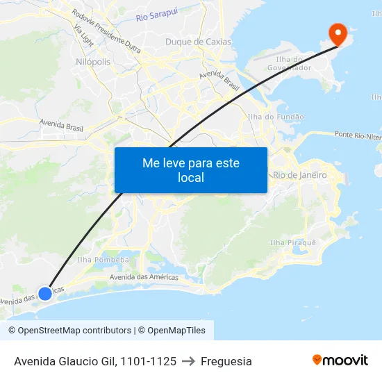 Avenida Glaucio Gil, 1101-1125 to Freguesia map