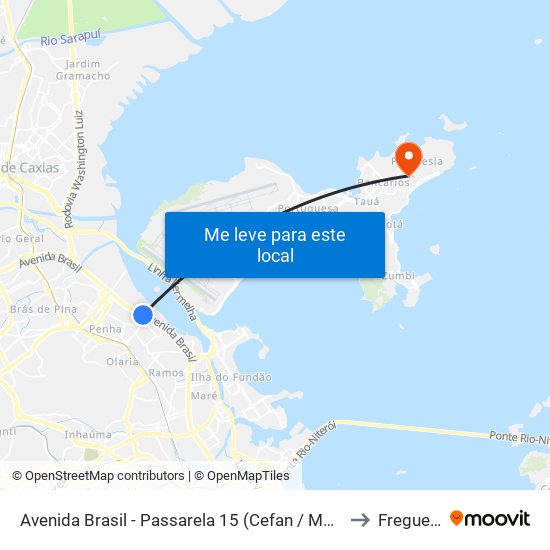 Avenida Brasil - Passarela 15 (Cefan / Mega Box) to Freguesia map