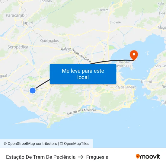 Estação De Trem De Paciência to Freguesia map