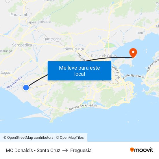 MC Donald's - Santa Cruz to Freguesia map