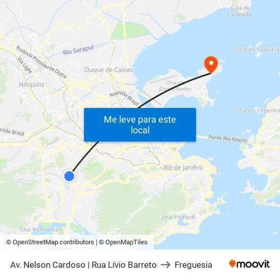 Av. Nelson Cardoso | Rua Lívio Barreto to Freguesia map
