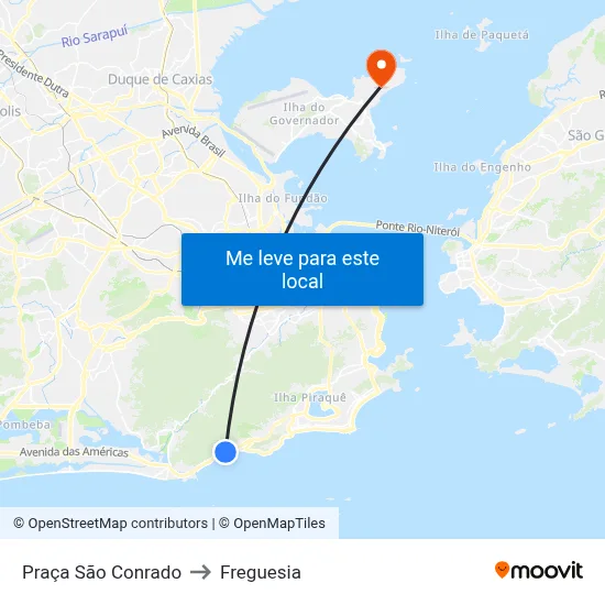 Praça São Conrado to Freguesia map
