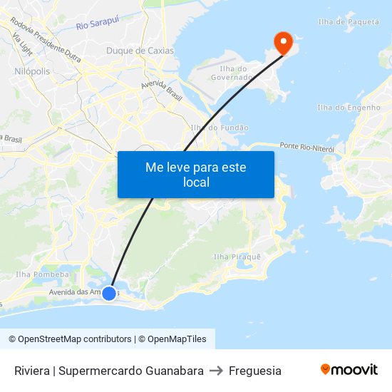 Riviera | Supermercardo Guanabara to Freguesia map