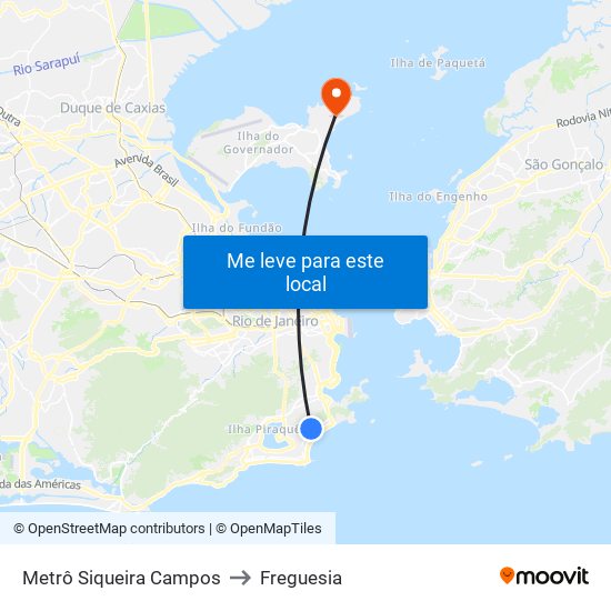 Metrô Siqueira Campos to Freguesia map