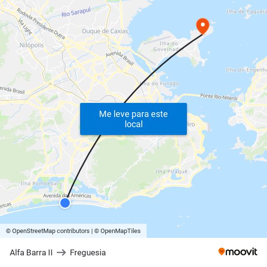 Alfa Barra II to Freguesia map