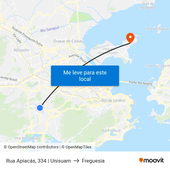 Rua Apiacás, 334 | Unisuam to Freguesia map