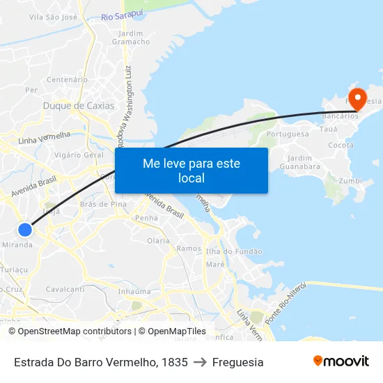 Estrada Do Barro Vermelho, 1835 to Freguesia map