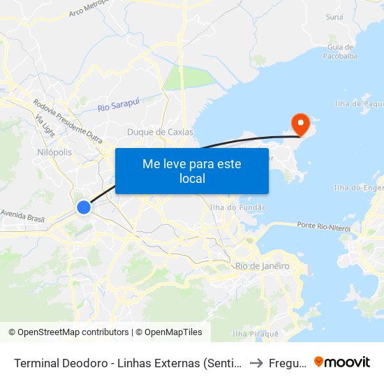 Terminal Deodoro - Linhas Externas (Sentido Vila Militar) to Freguesia map