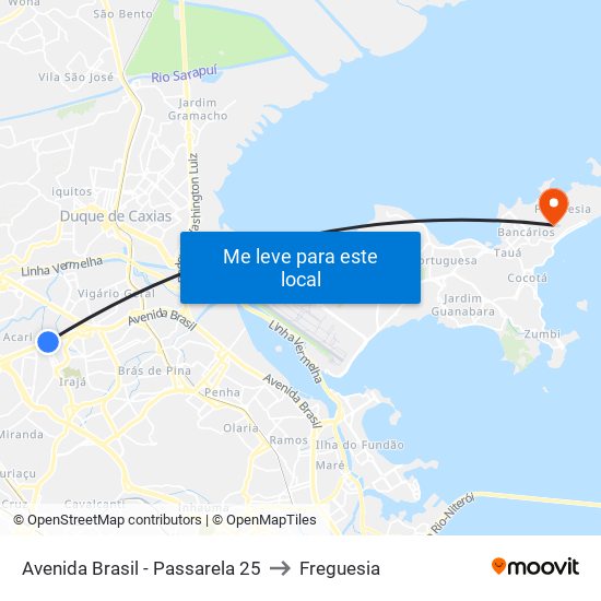 Avenida Brasil - Passarela 25 to Freguesia map
