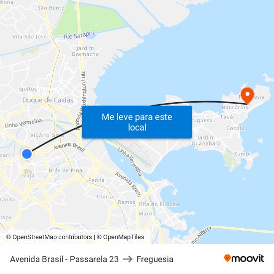 Avenida Brasil - Passarela 23 to Freguesia map