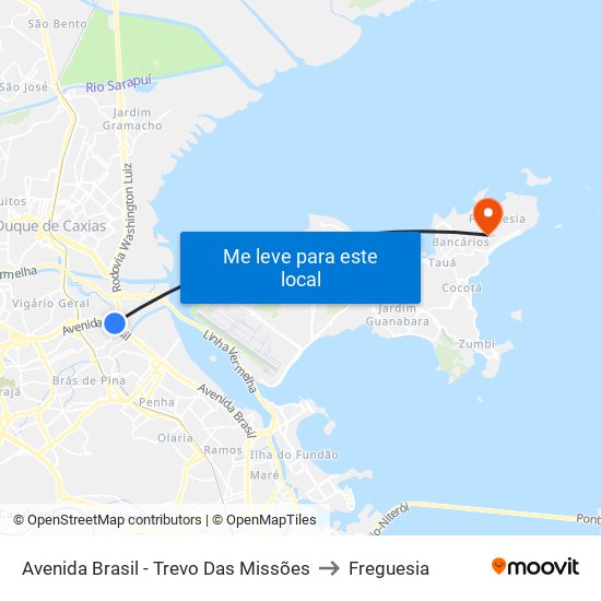 Avenida Brasil - Trevo Das Missões to Freguesia map