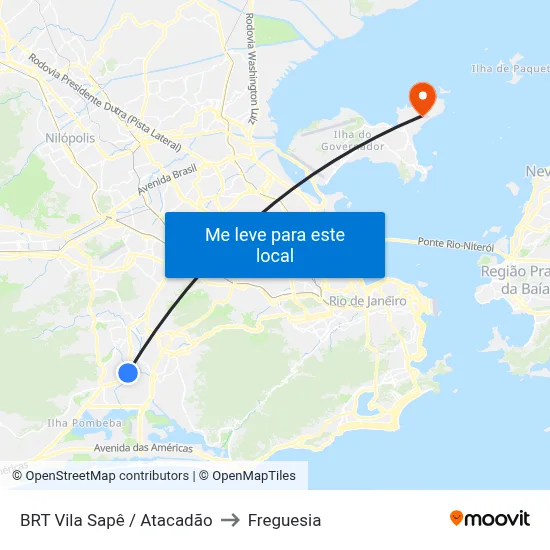 BRT Vila Sapê / Atacadão to Freguesia map