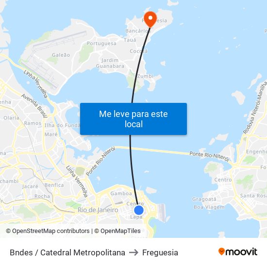 Bndes / Catedral Metropolitana to Freguesia map